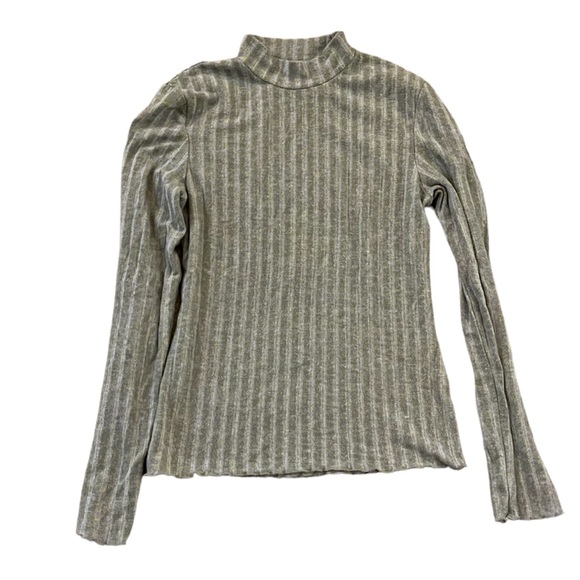 Lefties Tops - Lefties | Lettuce Edge Mocked Neck Ribbed Long Sleeve Top